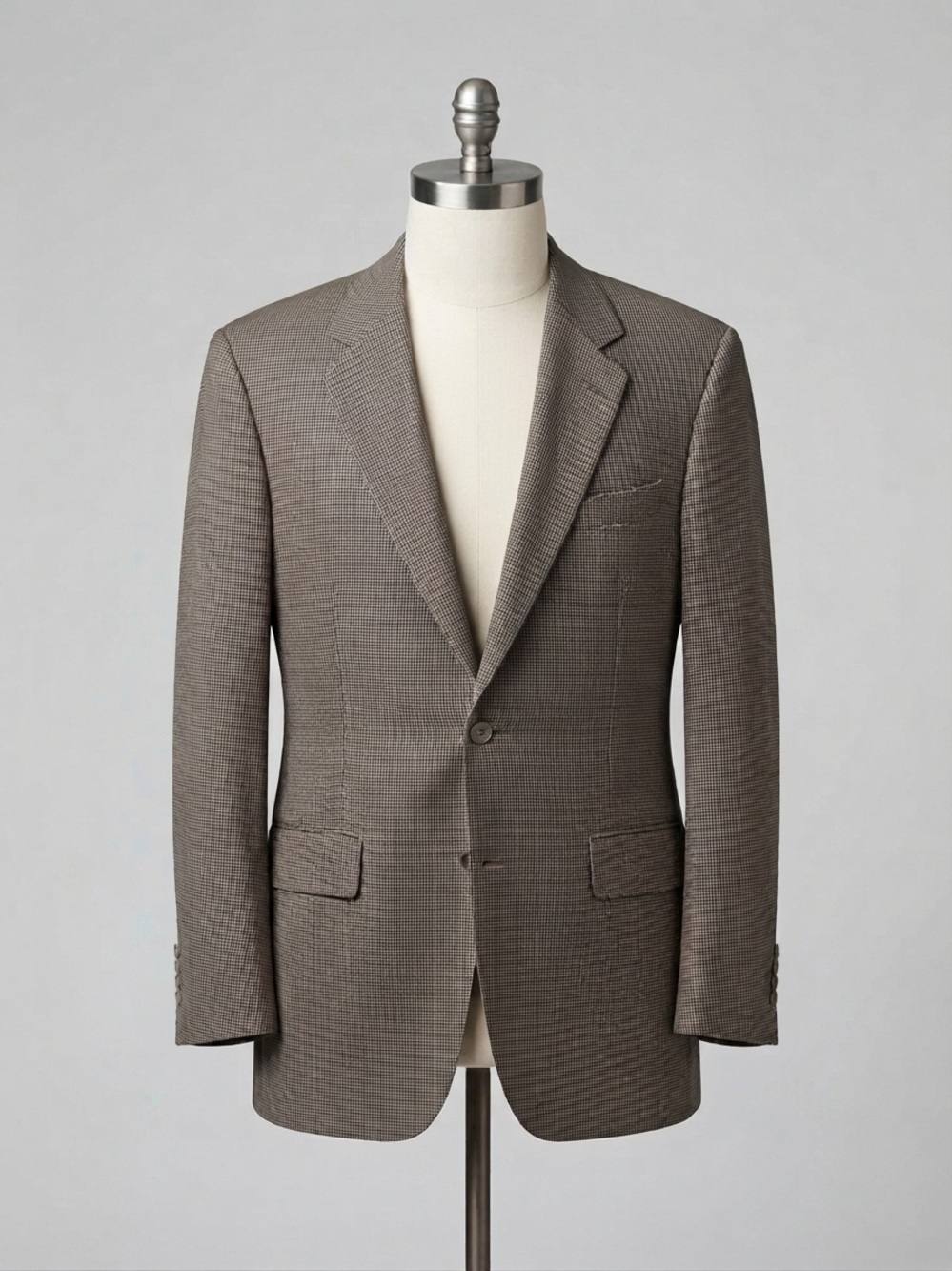 Men's Classic Single-Breasted Brown Check Blazer